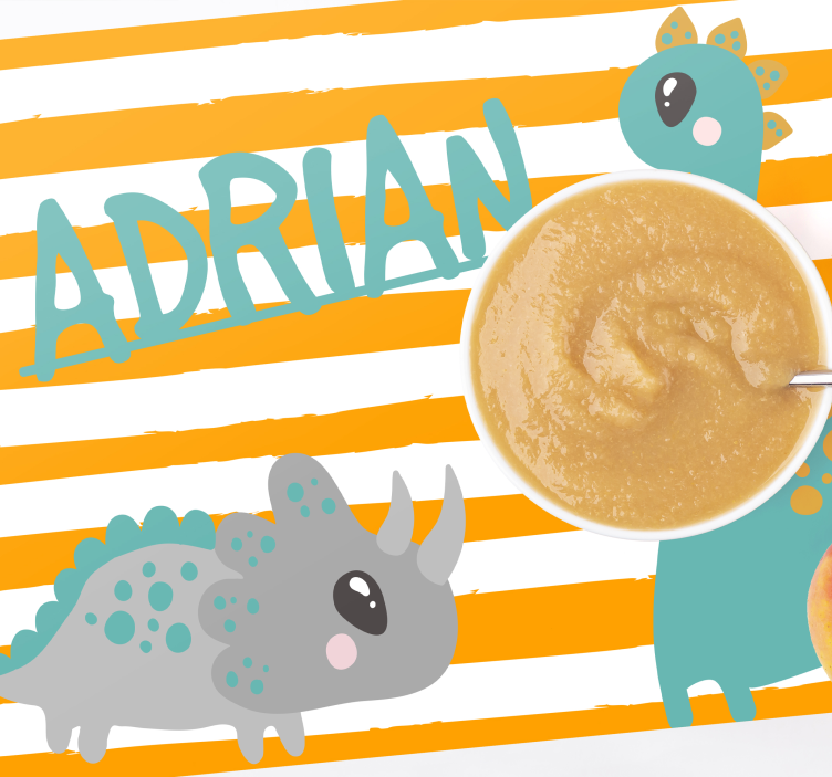 Dinosaur blue and orange Personalised placemats - TenStickers