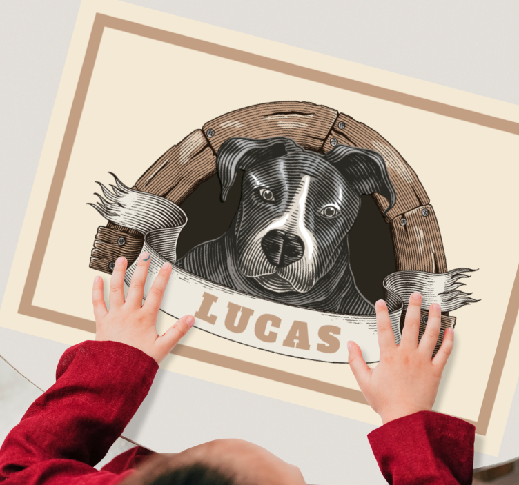 Dog in a draw Personalised placemats - TenStickers