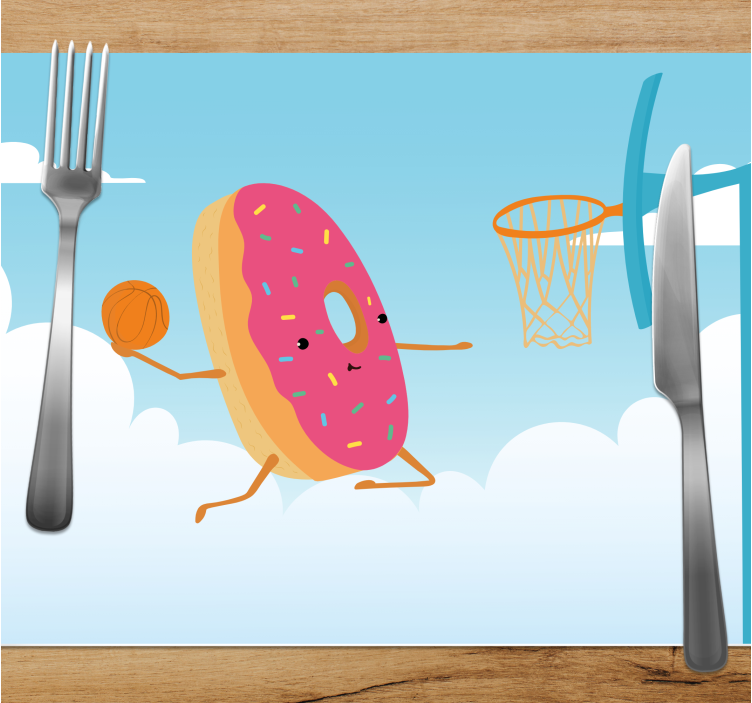 Donut playing basketball original placemats - TenStickers