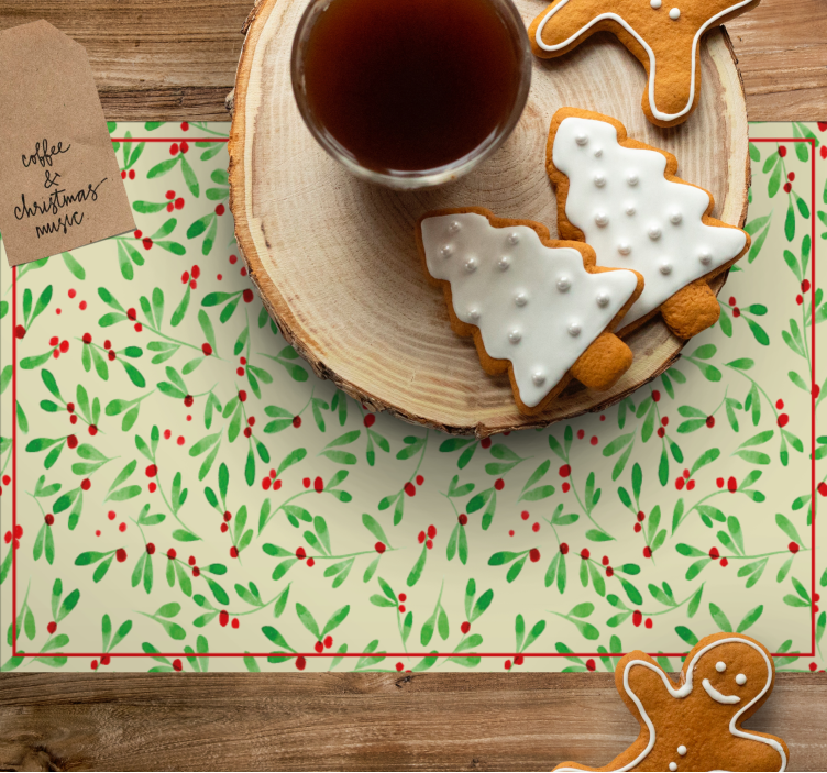Festive Leaf Pattern Christmas placemat - TenStickers