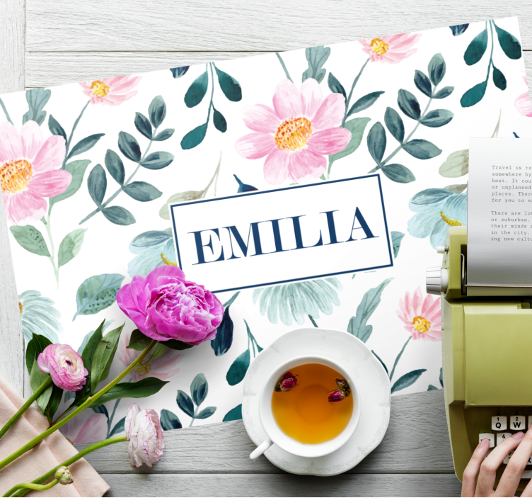 Flowers and leaves personalised place mat - TenStickers