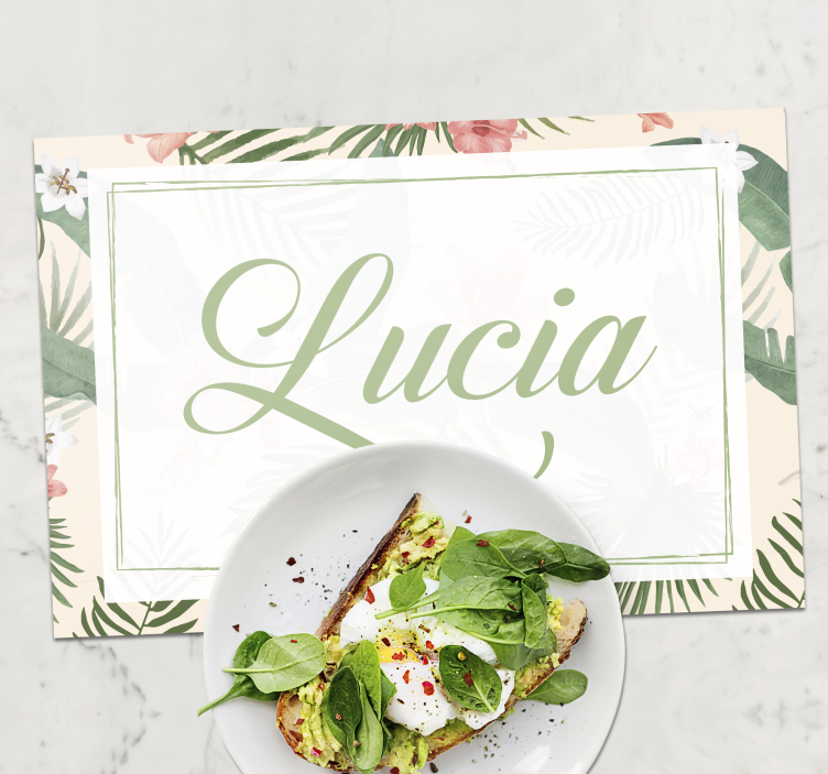 Flowery frame Personalised placemats - TenStickers