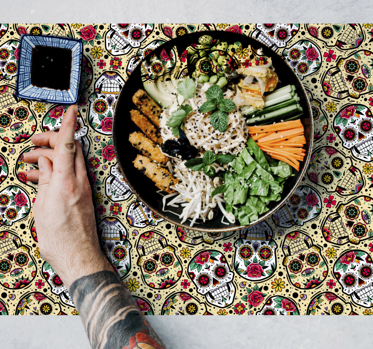 Halloween placemat colorful skull design - TenStickers