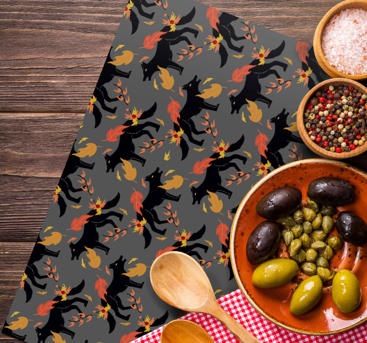 Halloween placemat foxes with flames - TenStickers