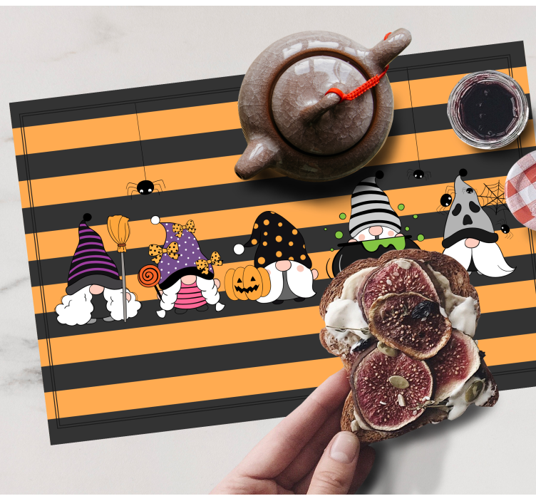 Halloween placemat gnome halloween hats - TenStickers