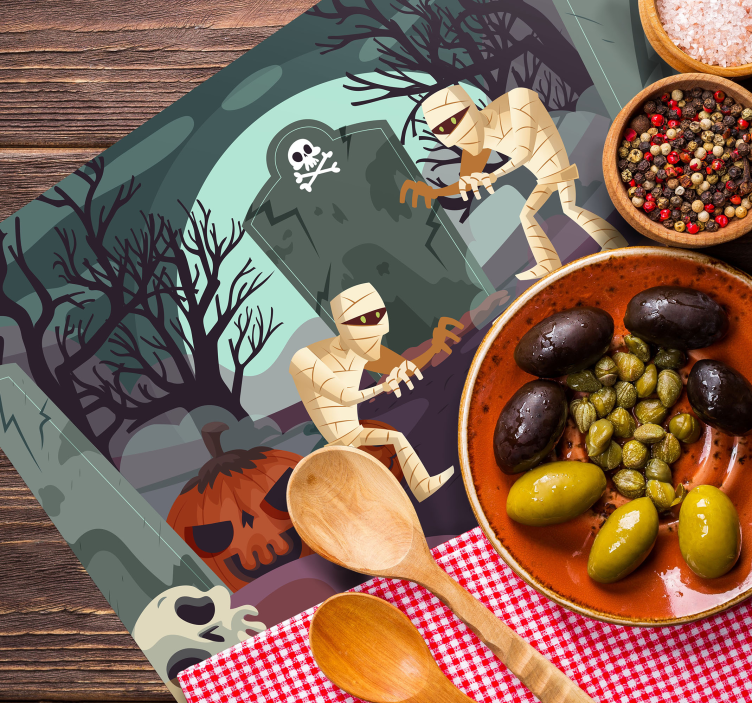 Halloween placemat mummies rising from the grave - TenStickers