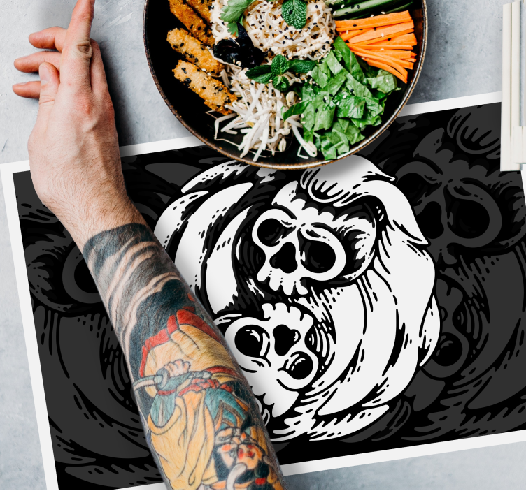 Halloween placemat skull embrace design - TenStickers