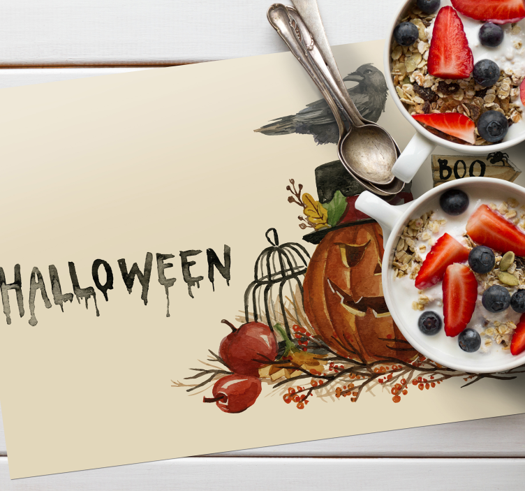 Halloween placemat with festive pumpkin display - TenStickers