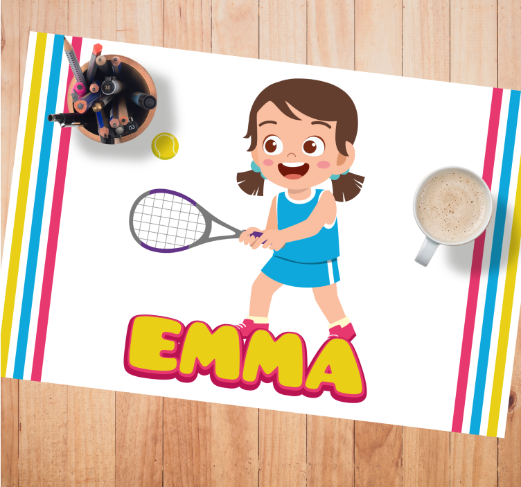 Happy tennis player children placemat - TenStickers