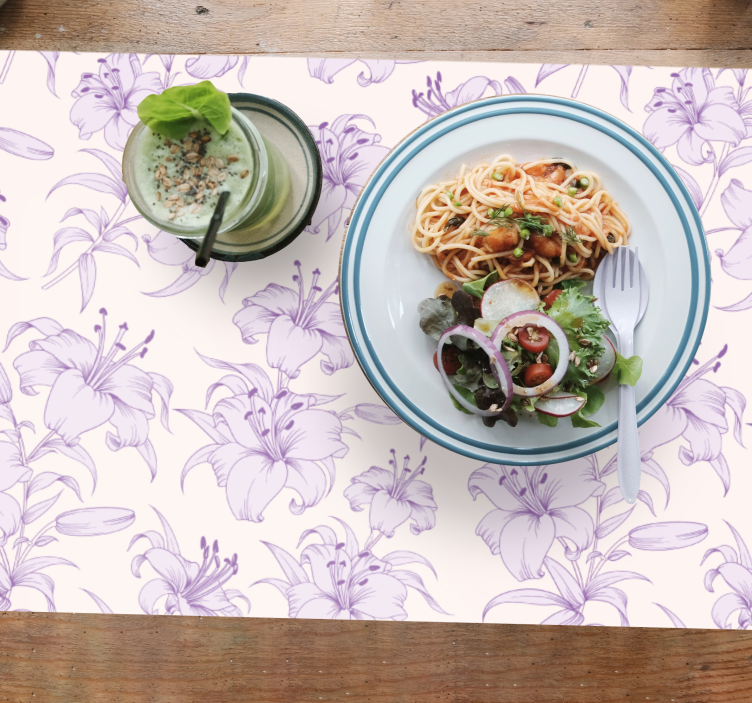 Lilies floral pattern placemat - TenStickers