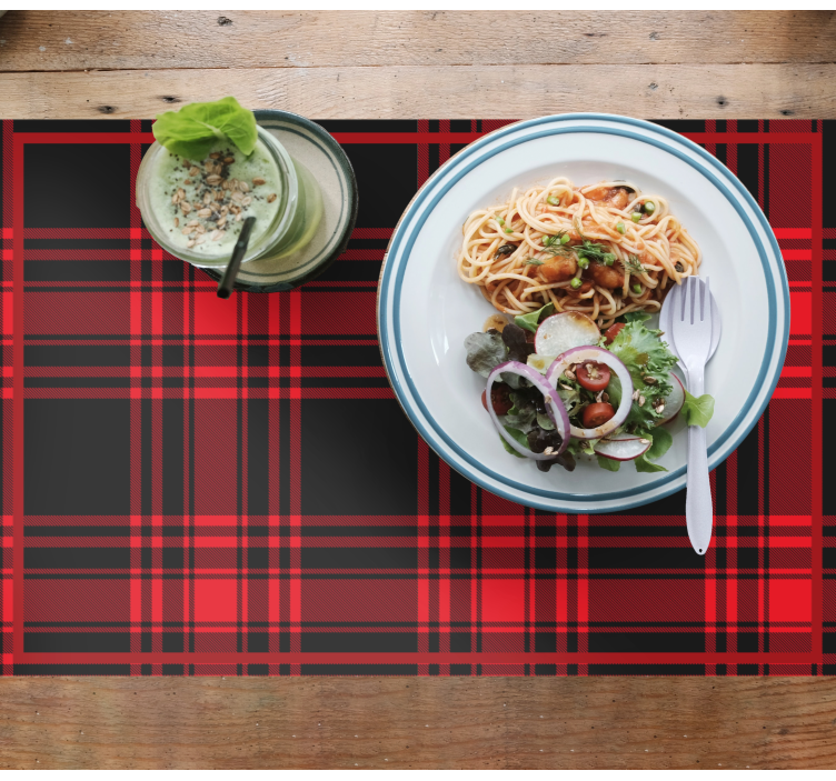 Menzies tartan black red check pattern placemat - TenStickers