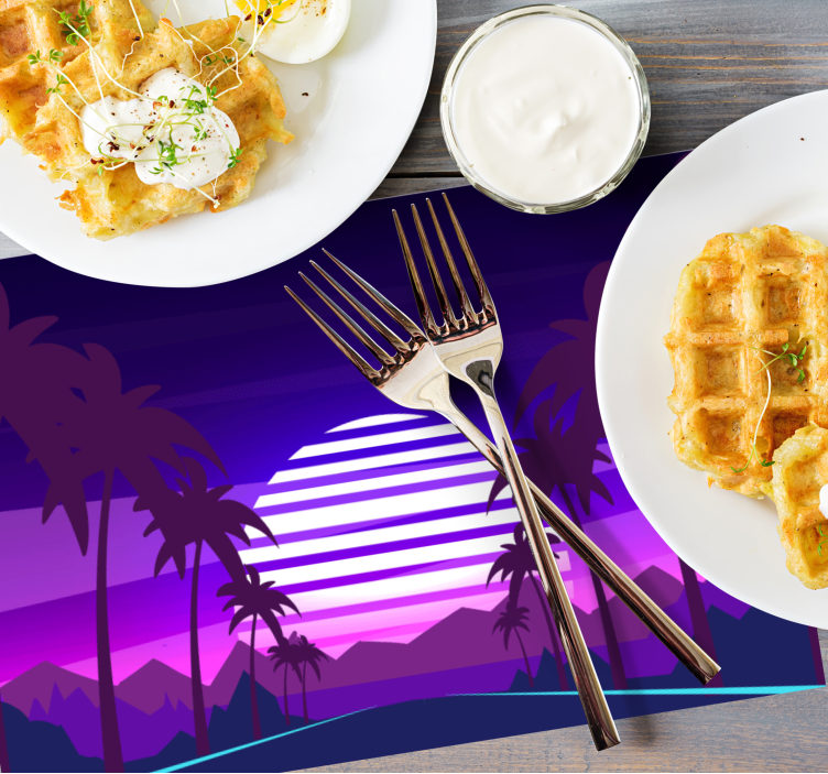 Modern placemat tropical sunset landscape - TenStickers