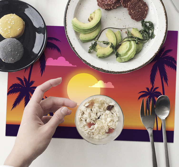 Modern placemat tropical sunset view - TenStickers