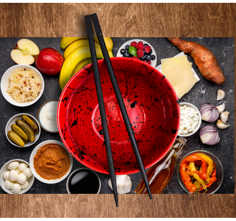 Modern placemat with red bowl ingredients - TenStickers