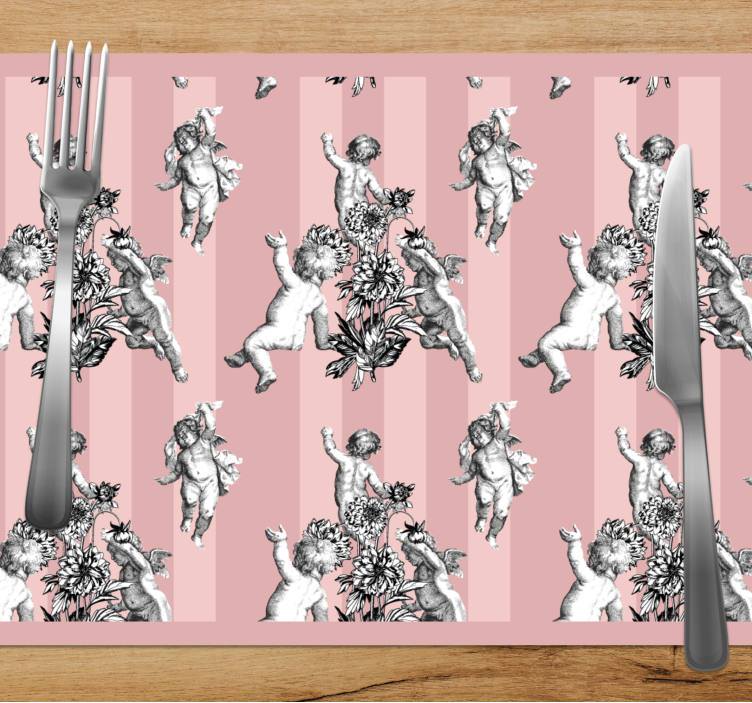 Original placemat angelic cherubs floral design - TenStickers