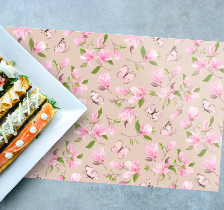 Original placemat butterfly floral design - TenStickers