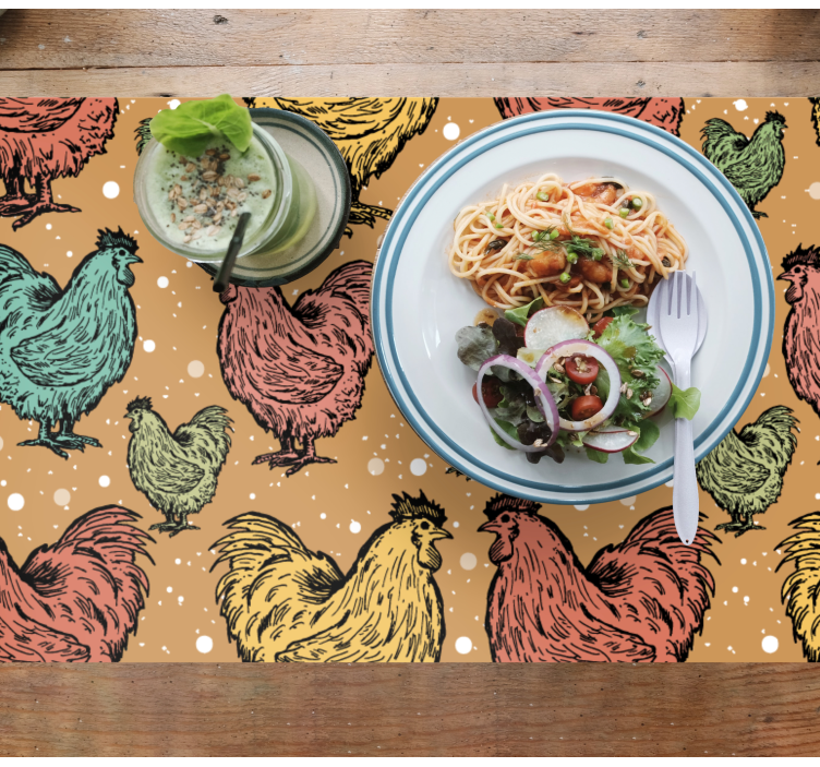 Original placemat colorful chicken design - TenStickers