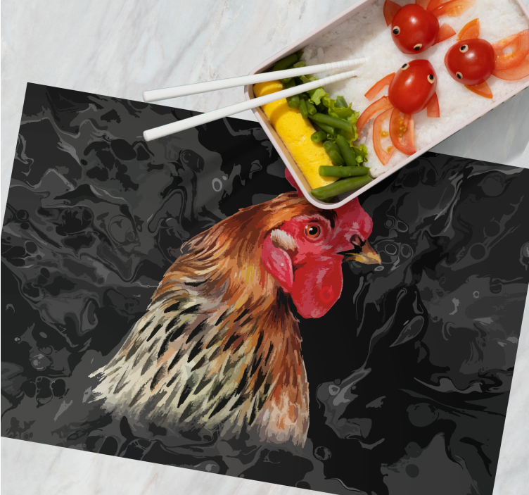 Original placemat colorful chicken portrait - TenStickers