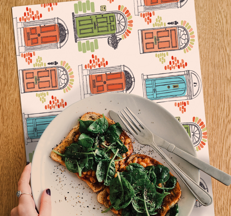 Original placemat colorful door designs - TenStickers