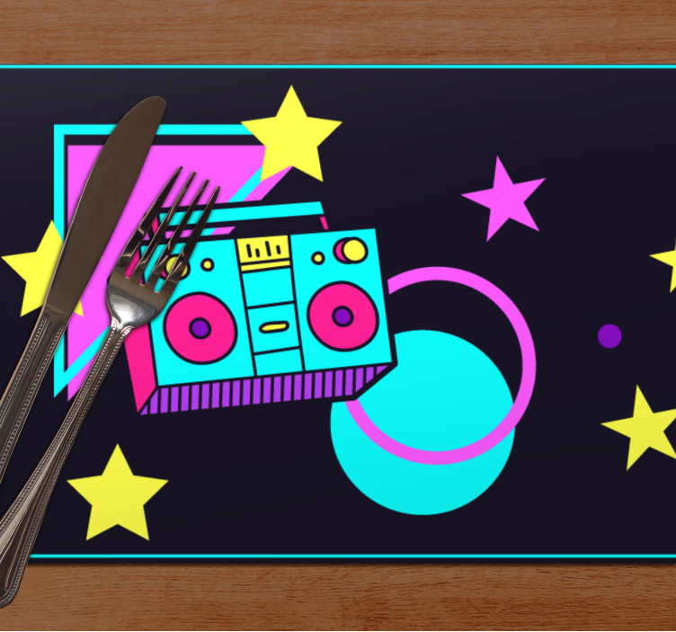 Original placemat colorful retro boom box - TenStickers
