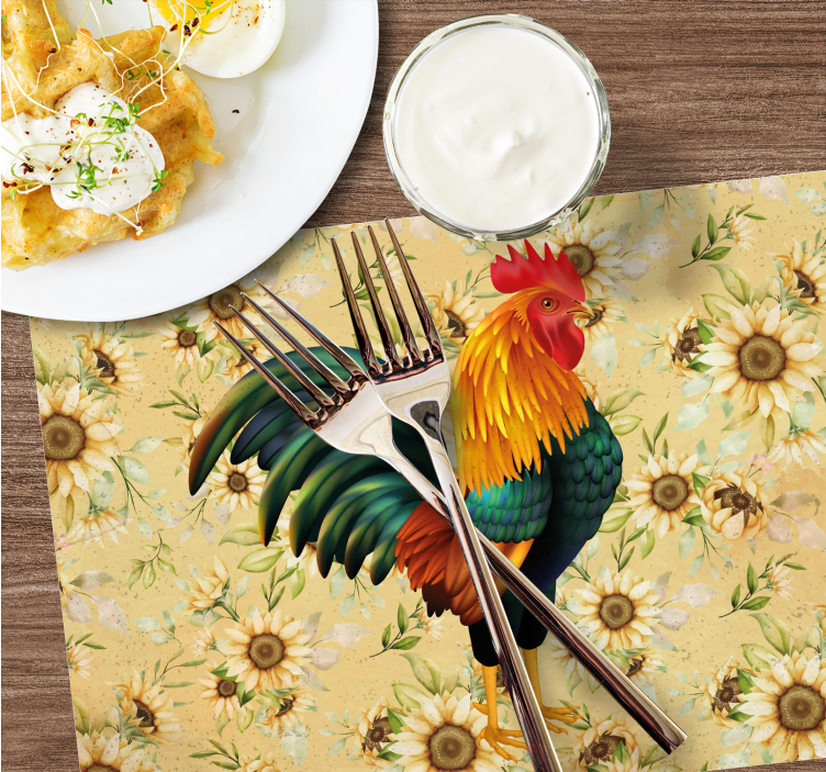 Original placemat colorful rooster centerpiece - TenStickers