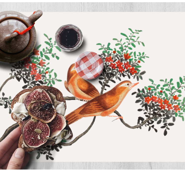 Original placemat elegant birds and berries - TenStickers