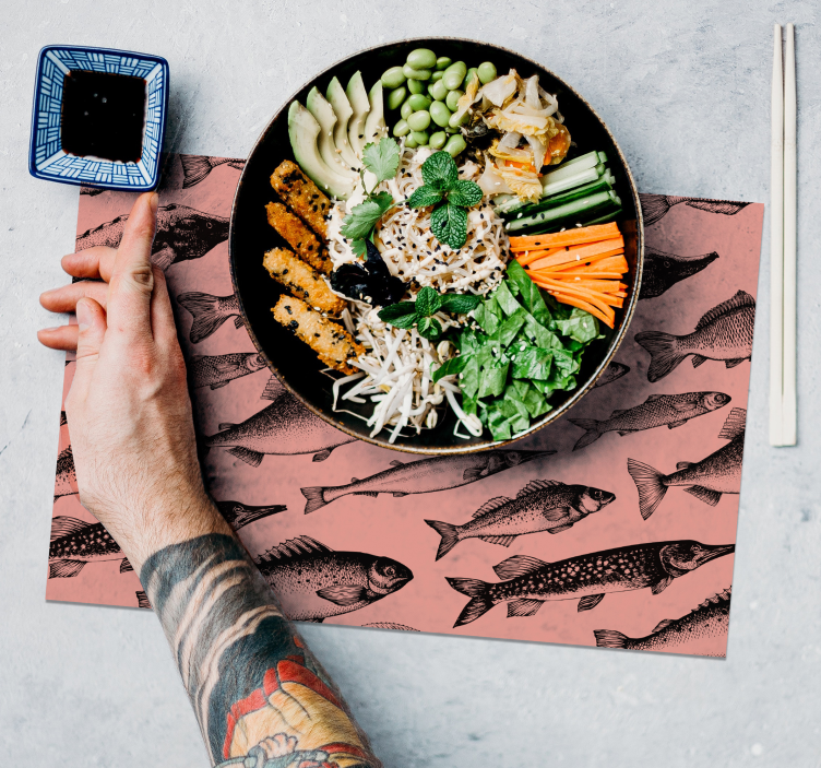 Original placemat fish design artwork - TenStickers