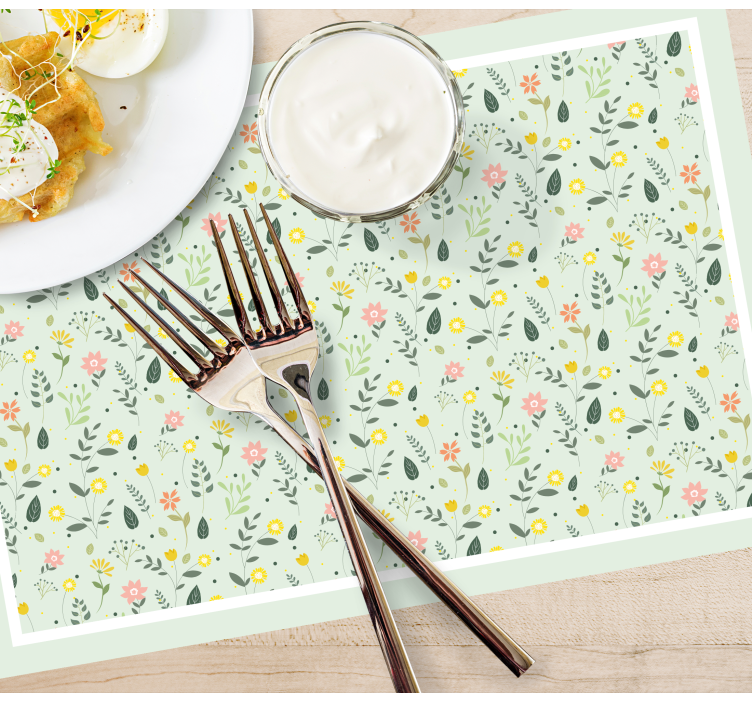 Original placemat floral pattern table setting - TenStickers