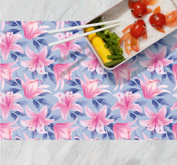 Original placemat floral pink lily design - TenStickers