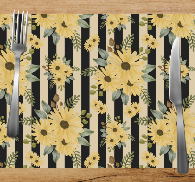 Original placemat floral stripes design - TenStickers