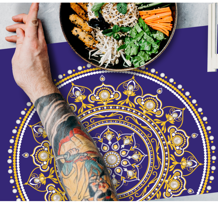 Original placemat intricate golden mandala - TenStickers