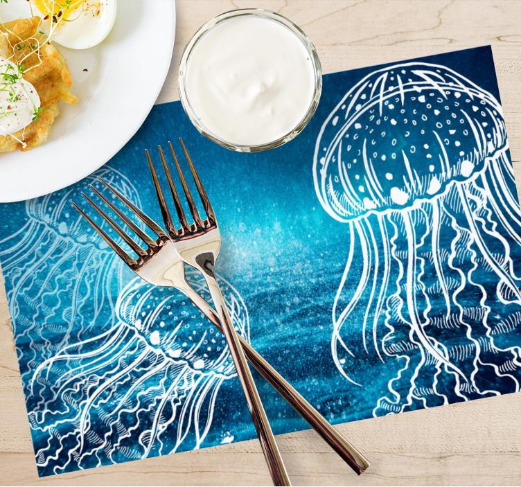 Original placemat jellyfish ocean scene - TenStickers