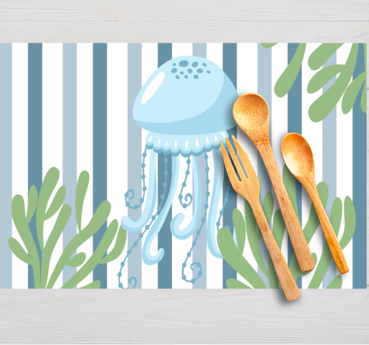 Original placemat jellyfish underwater scene - TenStickers