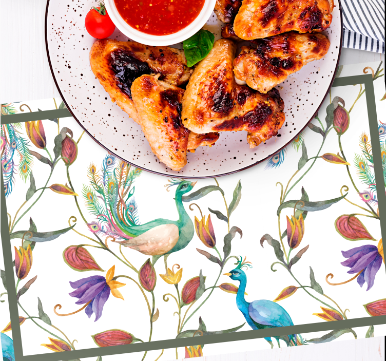 Original placemat peacock floral design - TenStickers