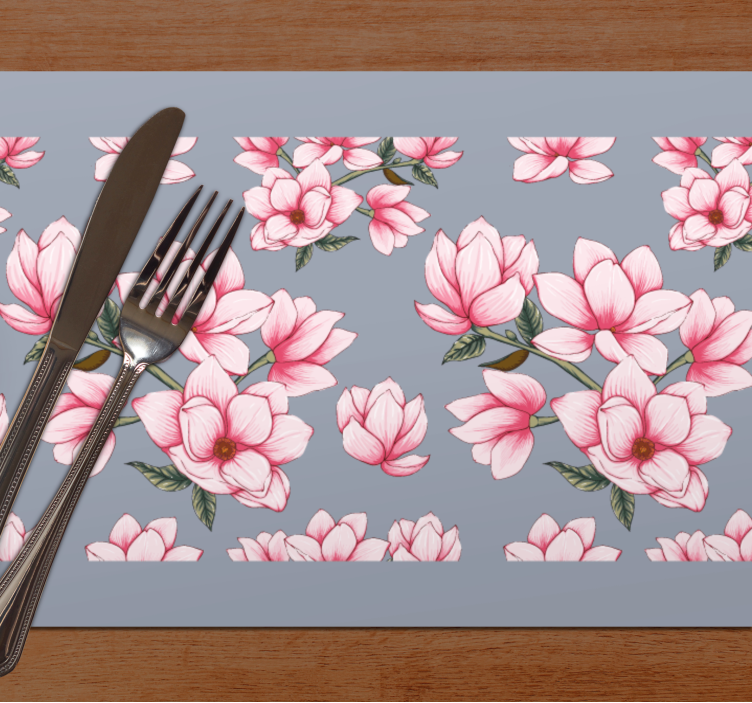 Original placemat pink magnolia floral design - TenStickers