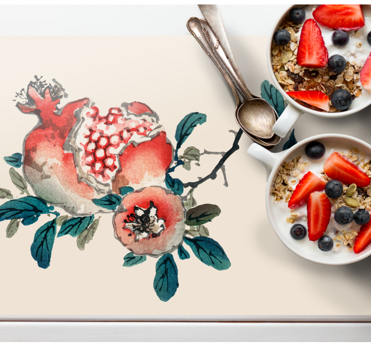 Original placemat pomegranate floral design - TenStickers