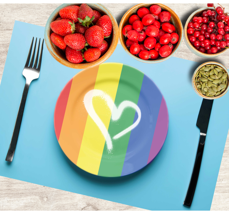 Original placemat rainbow heart plate - TenStickers