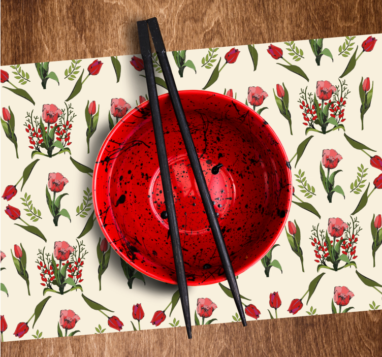 Original placemat red bowl floral design - TenStickers
