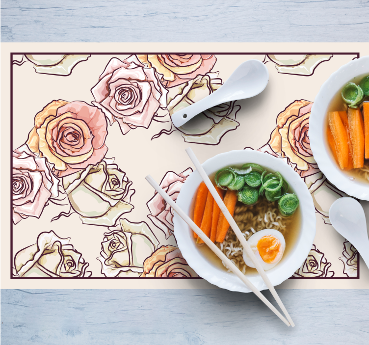 Original placemat rose floral design - TenStickers