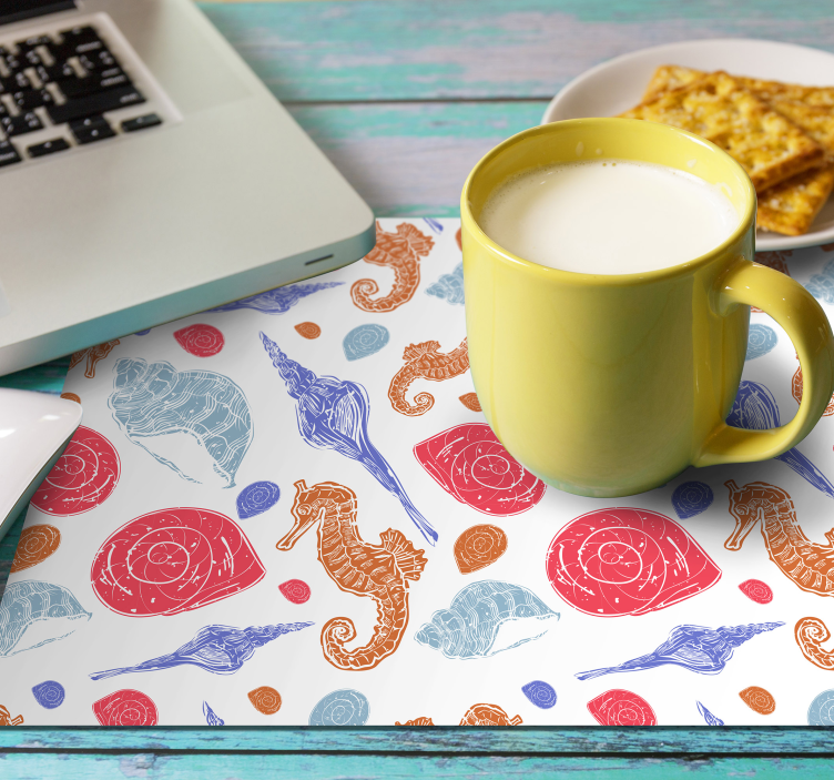Original placemat seashells and seahorses design - TenStickers