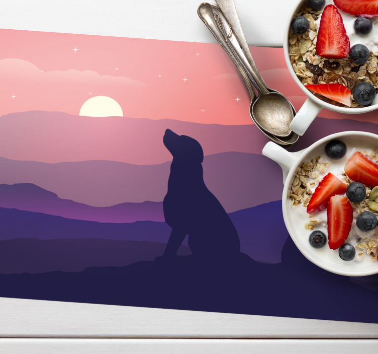 Original placemat silhouetted dogs at sunset - TenStickers