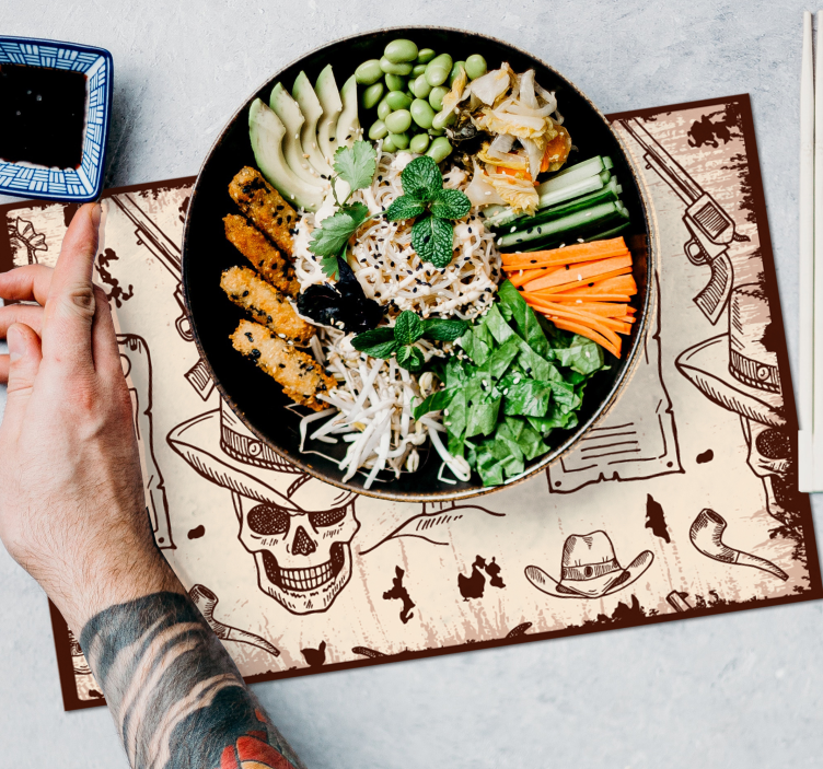Original placemat skull and cowboy designs - TenStickers
