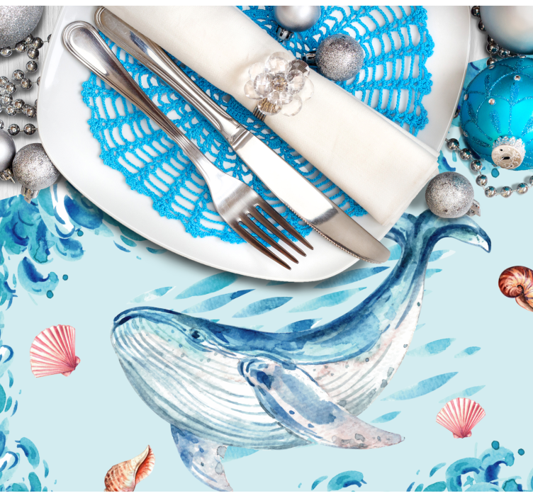 Original placemat whale ocean design - TenStickers