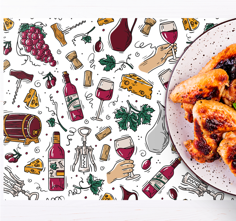 Original placemat wine and cheese design - TenStickers