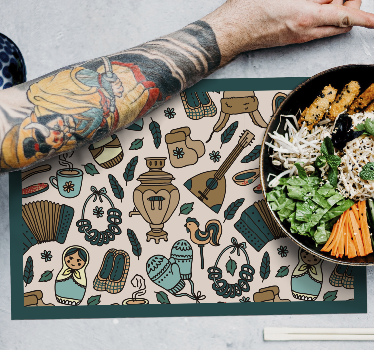 Original placemat with cultural icons design - TenStickers