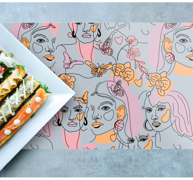 Original placemat with stylized faces design - TenStickers