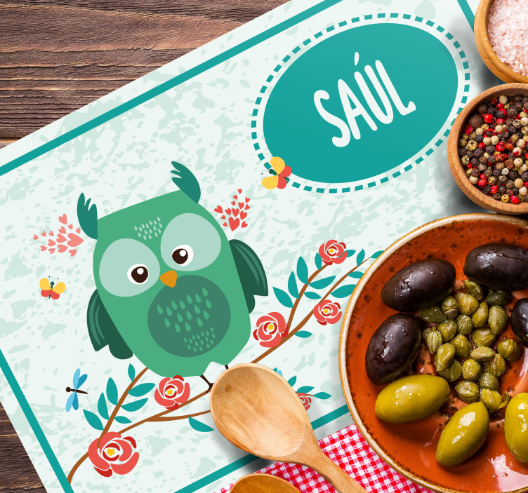 Owl customisable children placemats - TenStickers