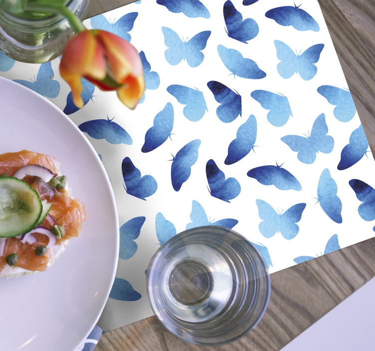 Painted blue butterfly placemats - TenStickers