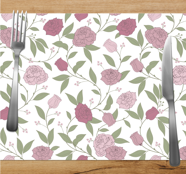 Pale pink vintage roses elegant placemats - TenStickers