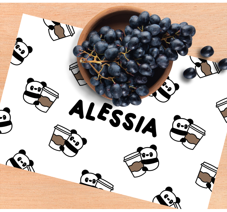 pandas with name  Personalised placemats - TenStickers
